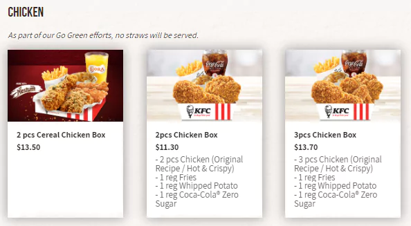 kfc chicken one person menu