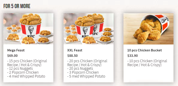 kfc sharing menu for 5