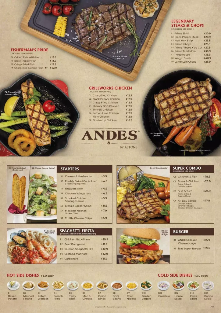 Andes menu singapore