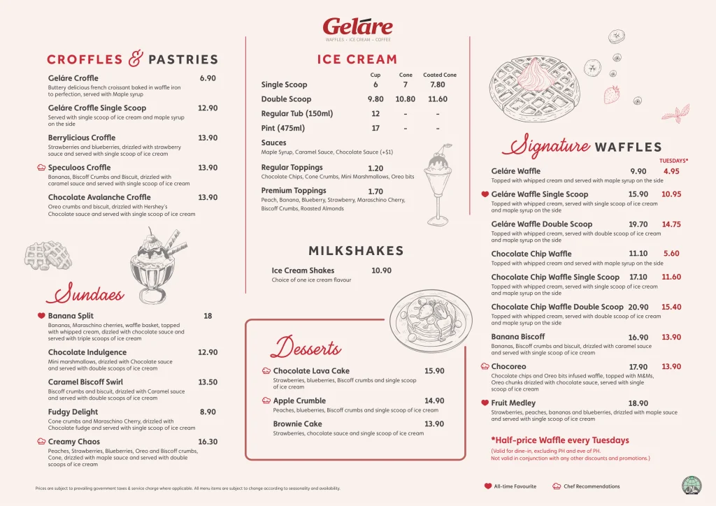 Gelare Menu Singapore 