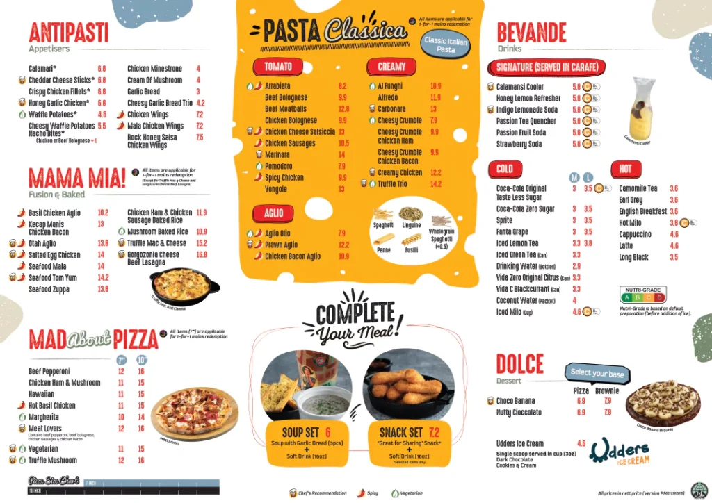 Pastamania Menu Prices