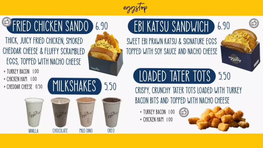 Egg stop Singapore menu prices