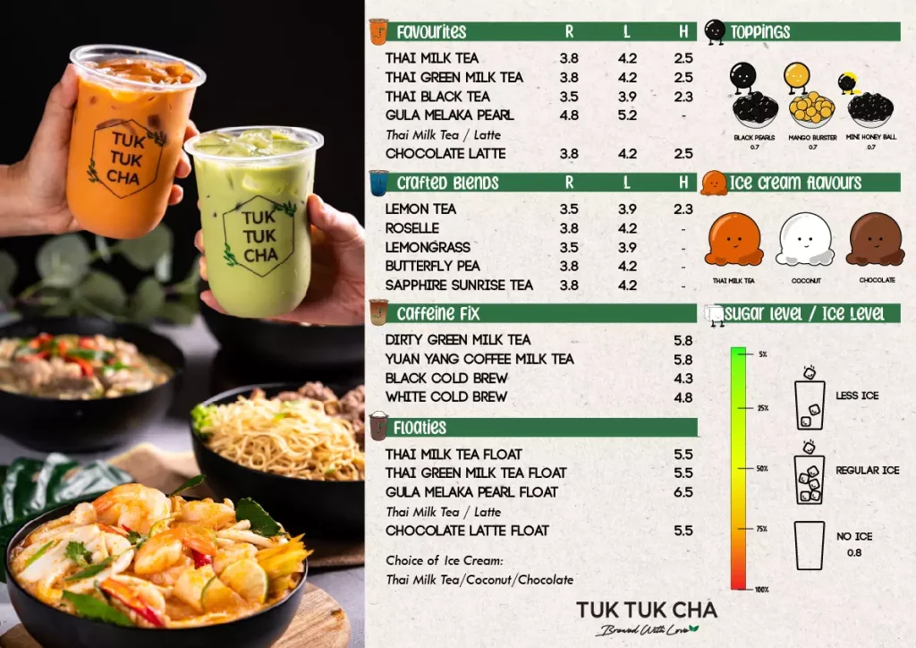 Tuk Tuk Cha tea menu 