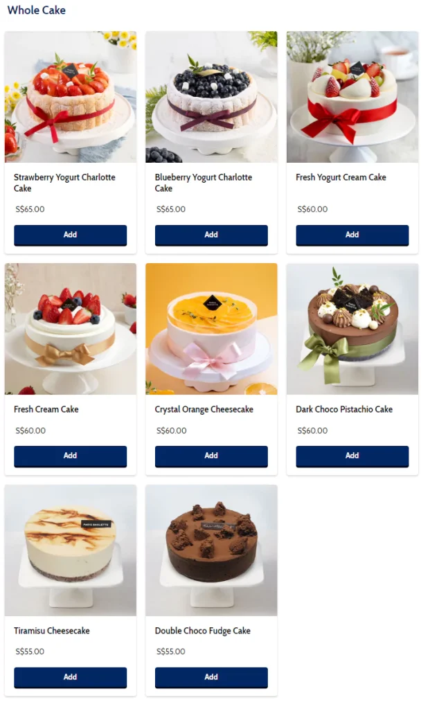 Paris Baguette Whole Cake Singapore