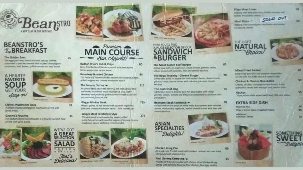 Detailed Beanstro Menu