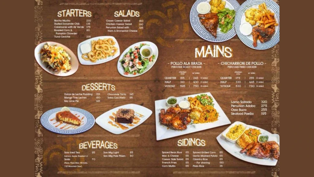 Detailed Chiko Pollo Menu