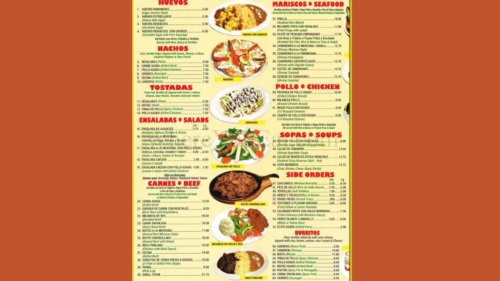 Detailed Huevos Menu