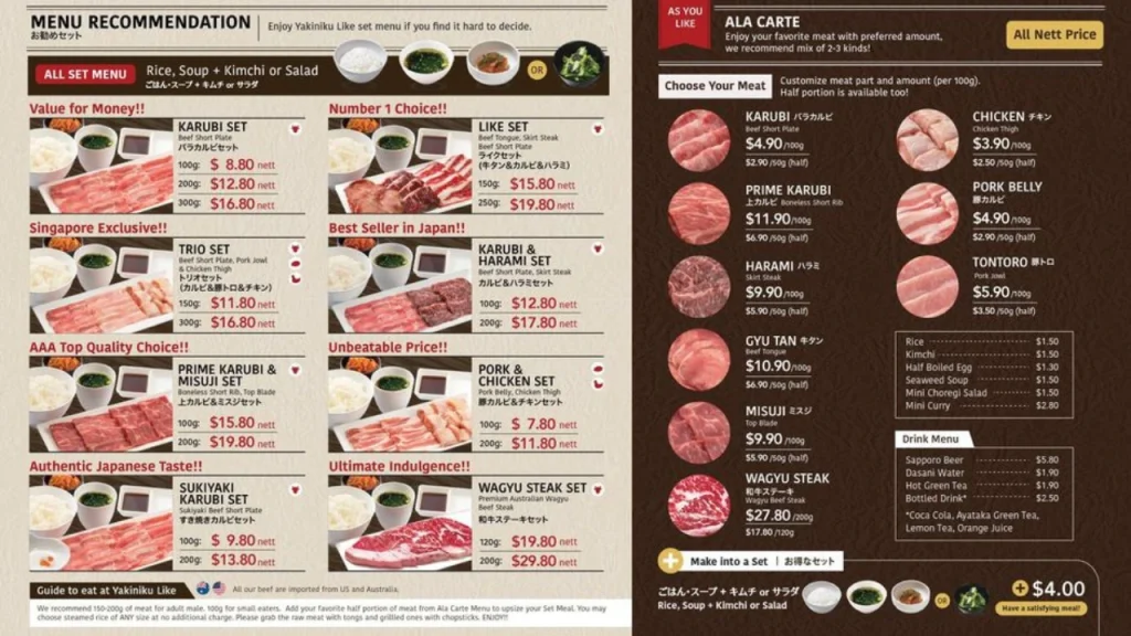 Detailed Yakiniku Shokudo Menu