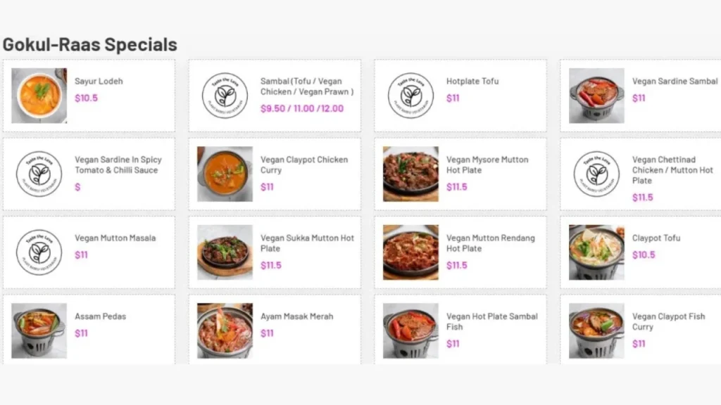 Gokul-Raas Specials Gokul Raas Vegetarian Restaurant Menu