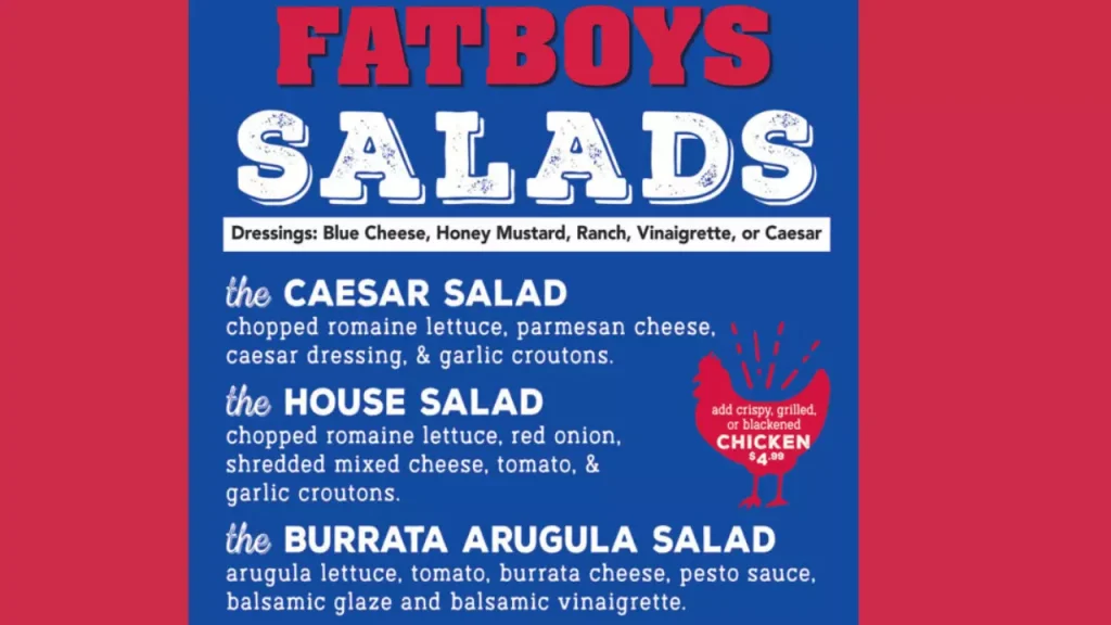 Salads Fat Boys Menu