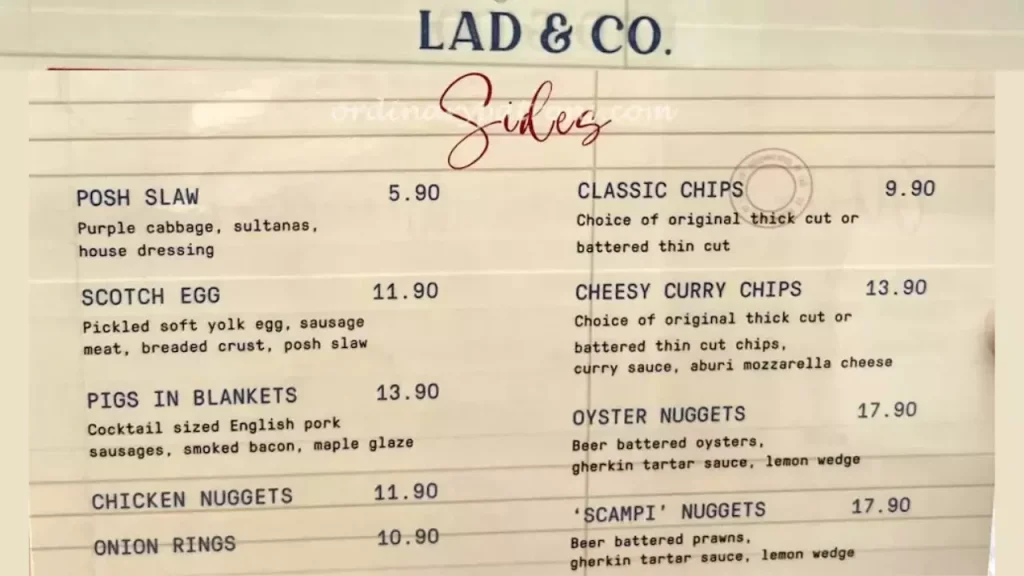 Sides Lad And Co Menu