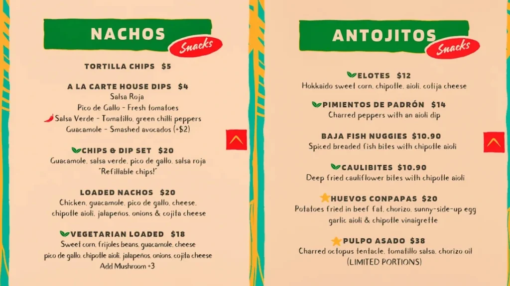 Snacks Huevos Menu