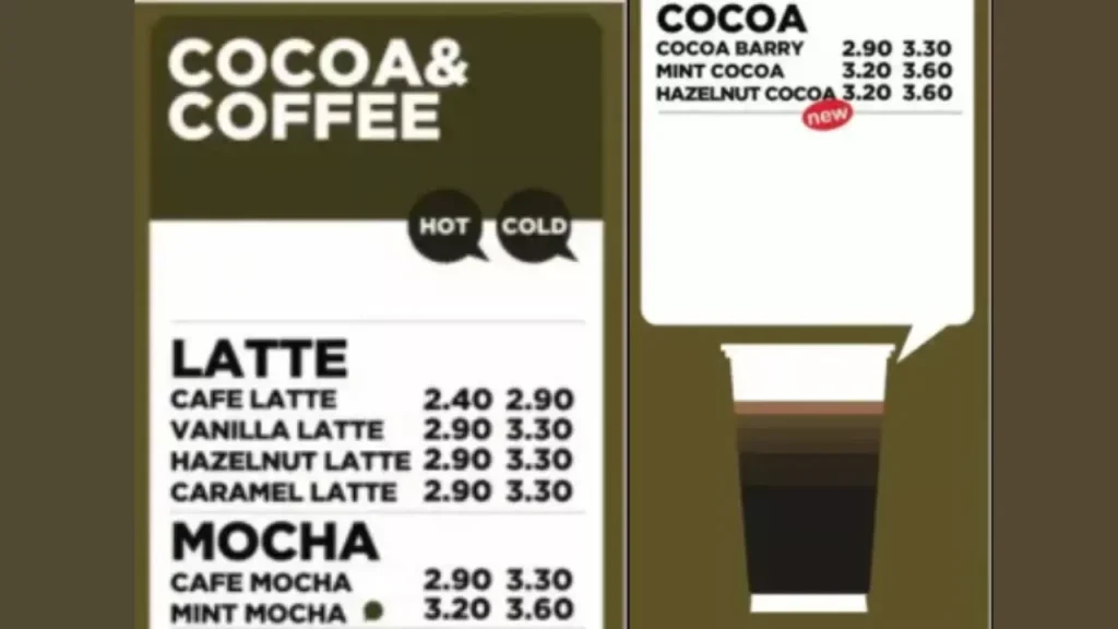 Cocoa & Coffee Woobbee Menu