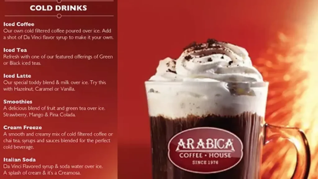 Cold Drinks Arabica Coffee Menu