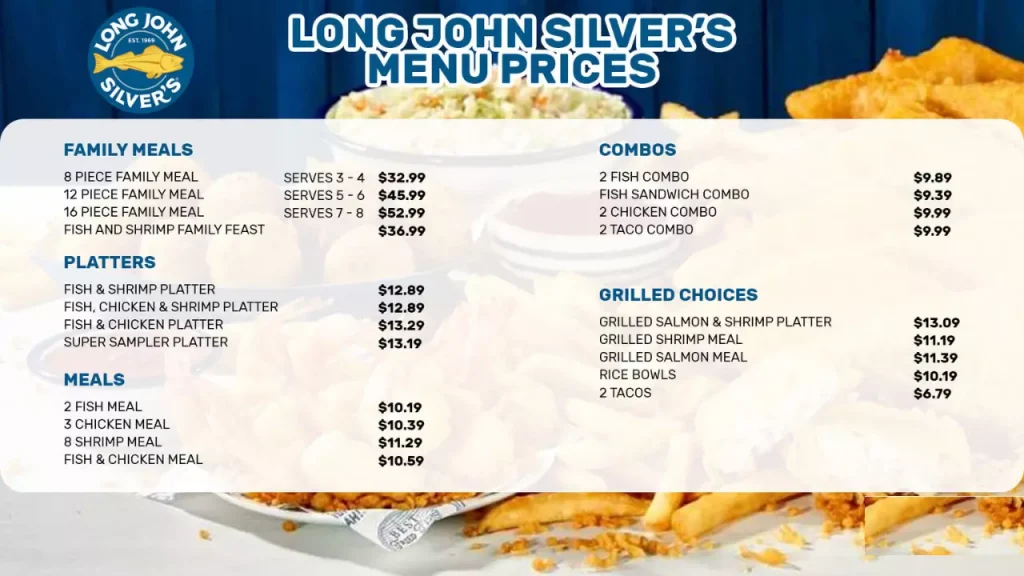 Detailed Long John Silvers Menu