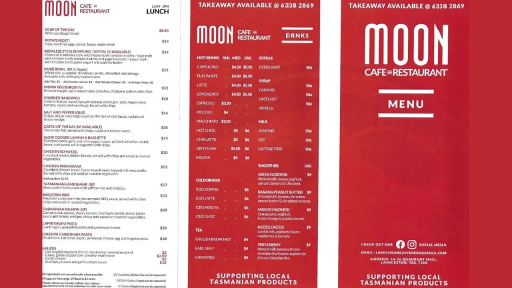 Detailed Moonchild Menu