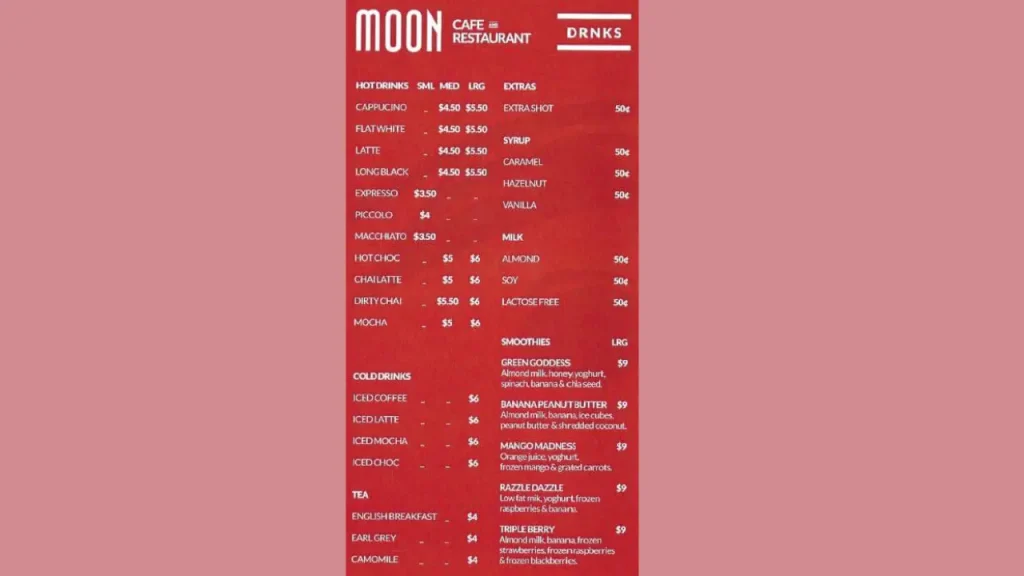 Drinks Moonchild Menu