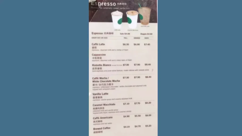 Espresso Starbucks Singapore Menu