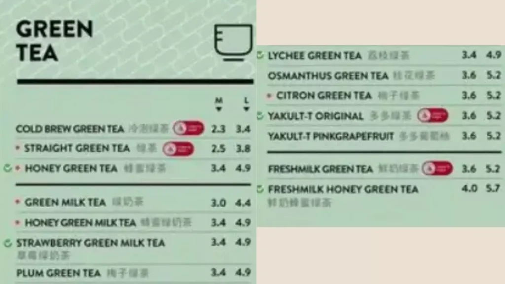 Green Tea Woobbee Menu