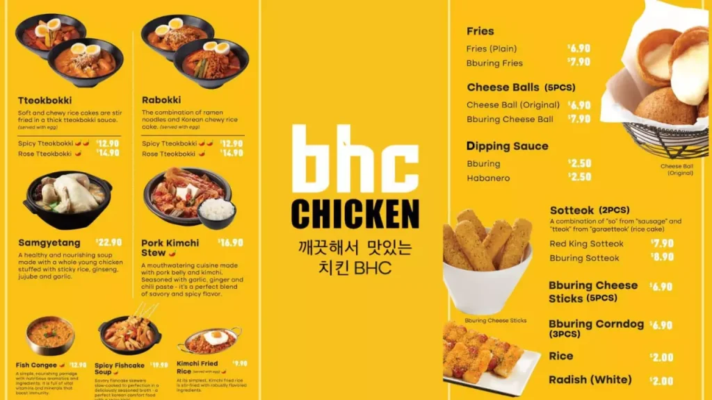 Korean Favorites BHC Chicken Singapore Menu