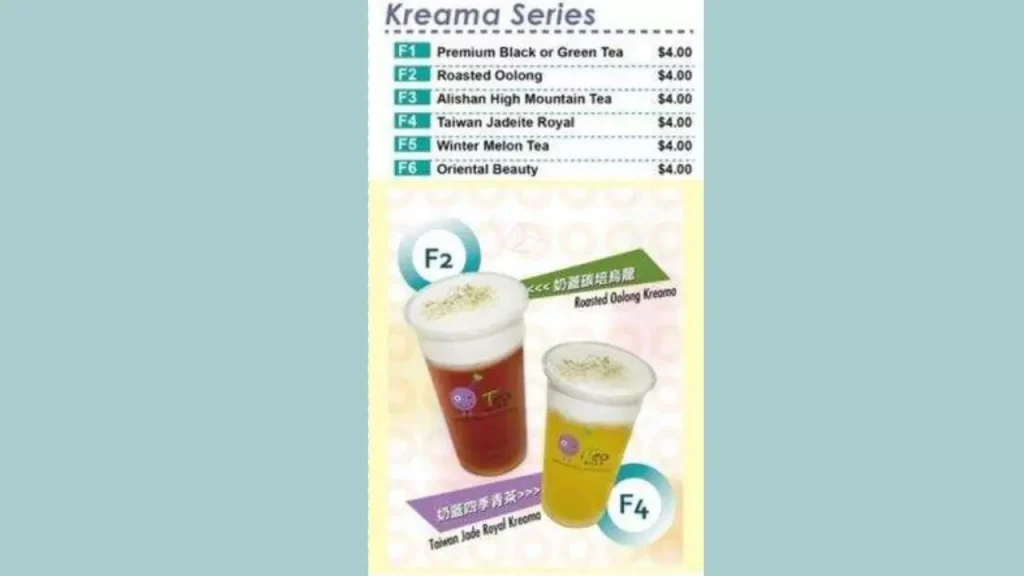 Kreama Series I Tea Menu