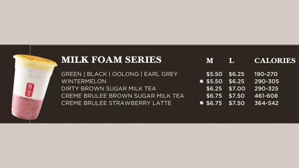 Milk Foam Series Gong Cha Menu