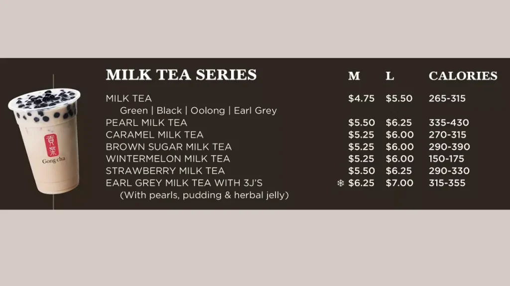 Milk Tea Series Gong Cha Menu