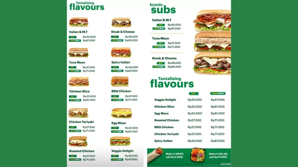 Signature Subs Subway Singapore Menu