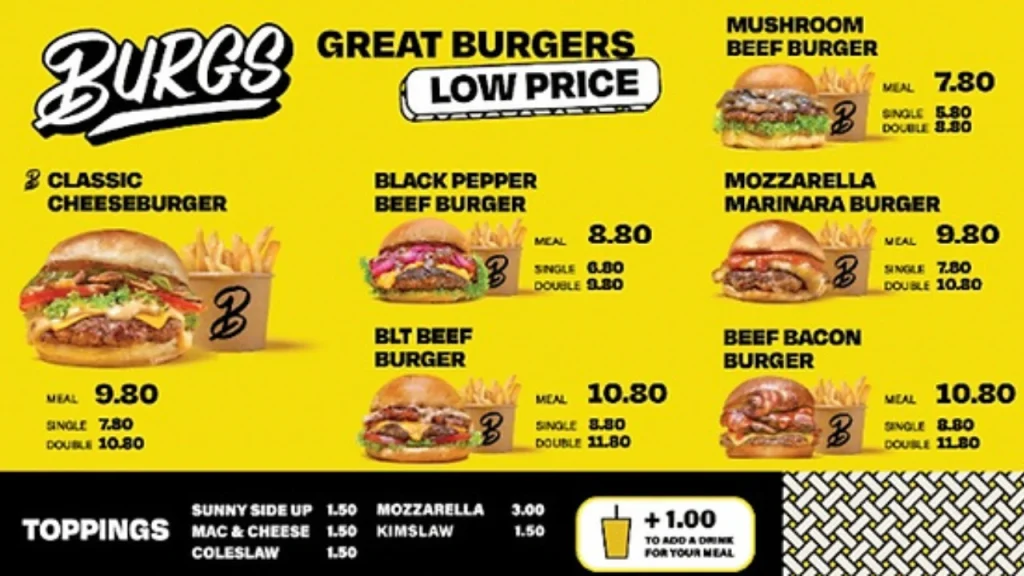 Signatures Burgs Menu