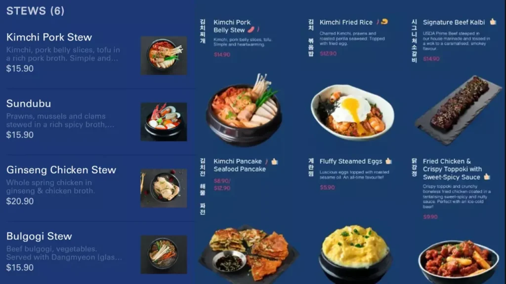 Stews Ajumma Menu