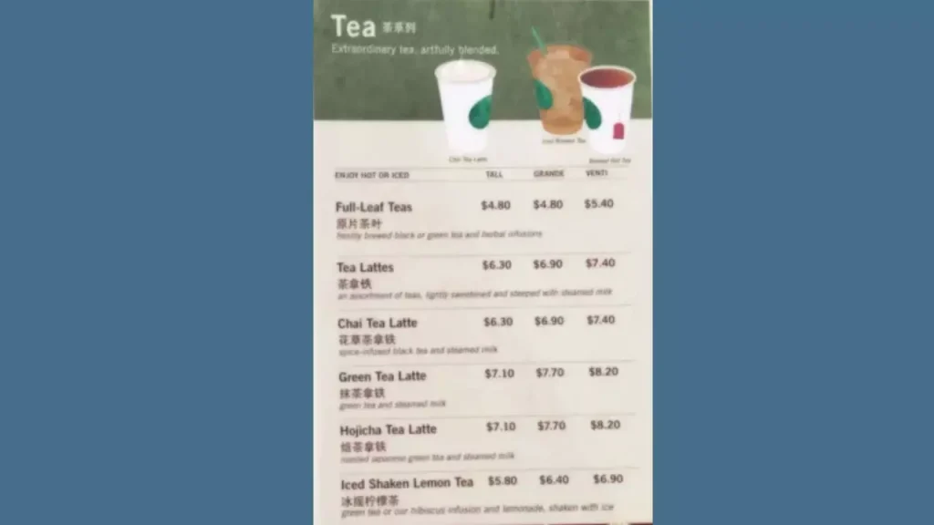 Tea Starbucks Singapore Menu