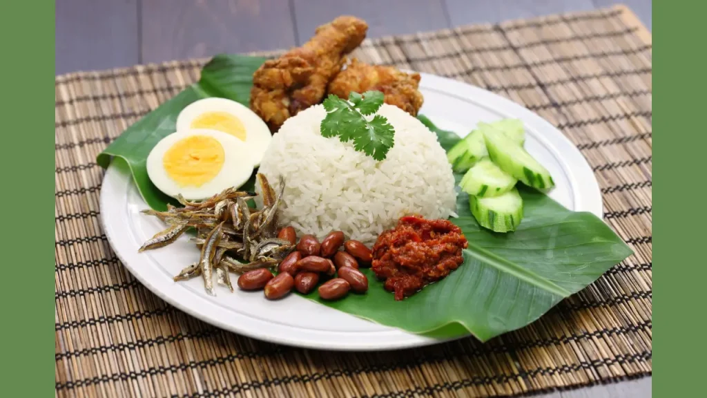 Nasi Lemak Typical Singapore Breakfast