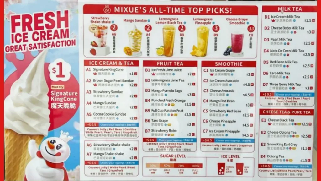 Milk Teas  Mixue Menu