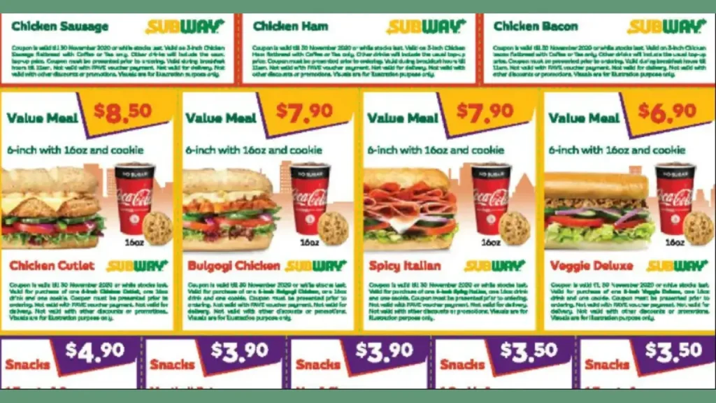 Sandwich Subway Menu Prices