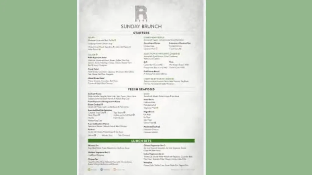 Seafood Lovers Rise Restaurant Menu 