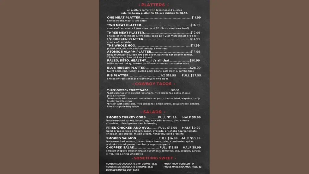 Signature Dishes Burnt Ends Restaurant Menu