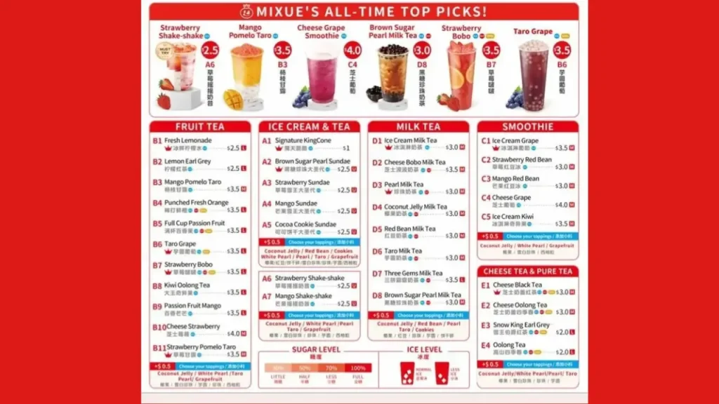 Signature Ice Creams Mixue Menu