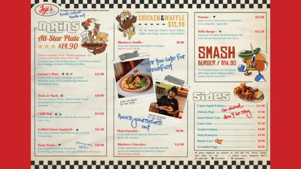 Breakfast Choices Joji Diner Menu
