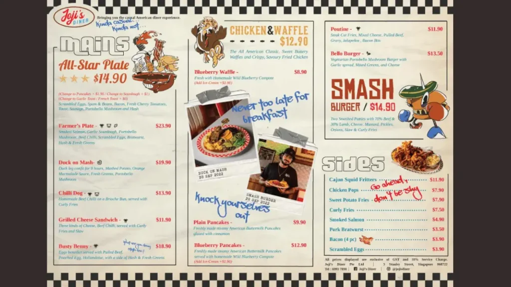 Breakfast Specials Joji’s Diner - Serangoon Menu