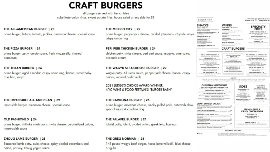 Classic Burger Black Tap Craft Burgers & Beers Menu