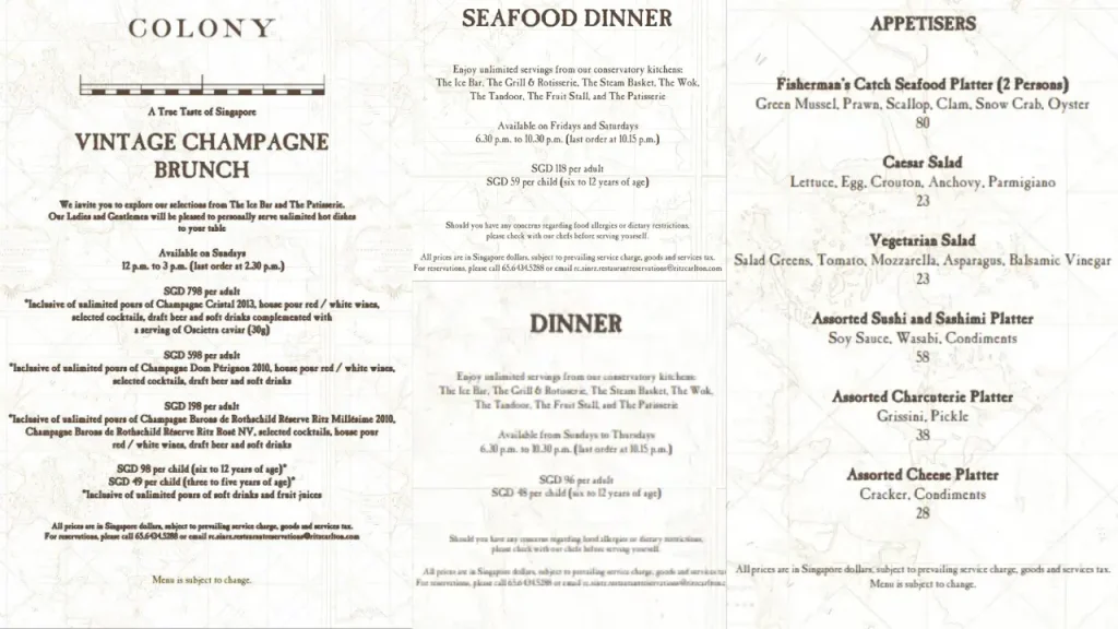 Detailed Colony Buffet Menu