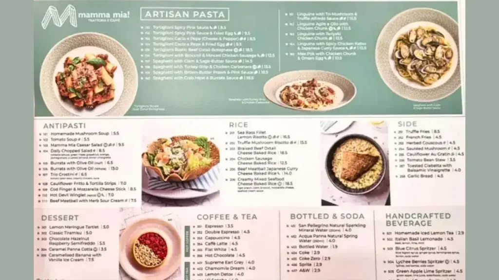 Main Entrees Mamma Mia Trattoria Menu
