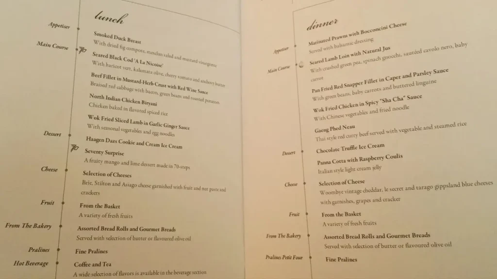 Special Meals SQ Inflight Menu