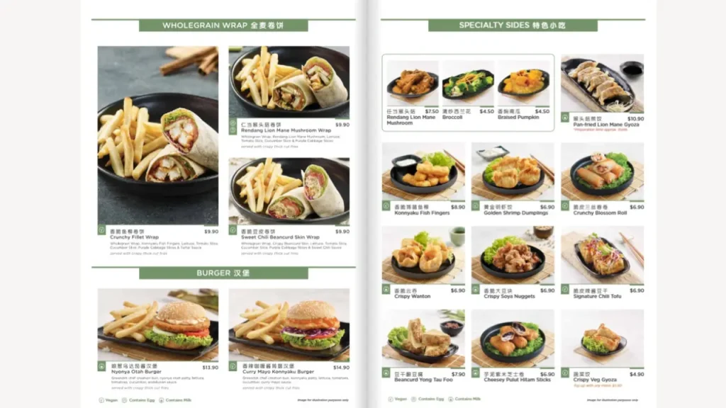 Burgers and Wraps Greendot Menu