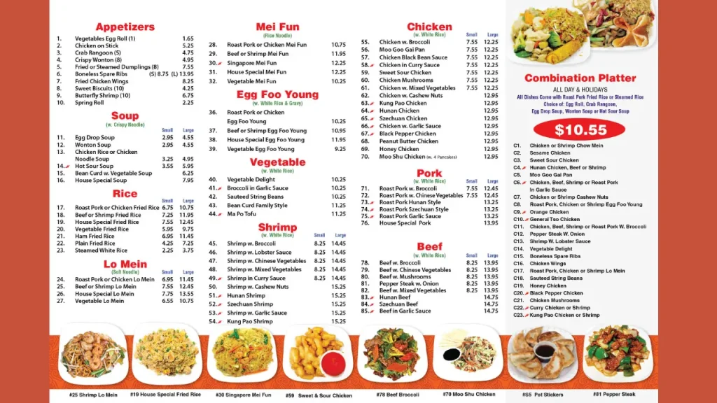 La Carte Menu Ginger Restaurant Menu