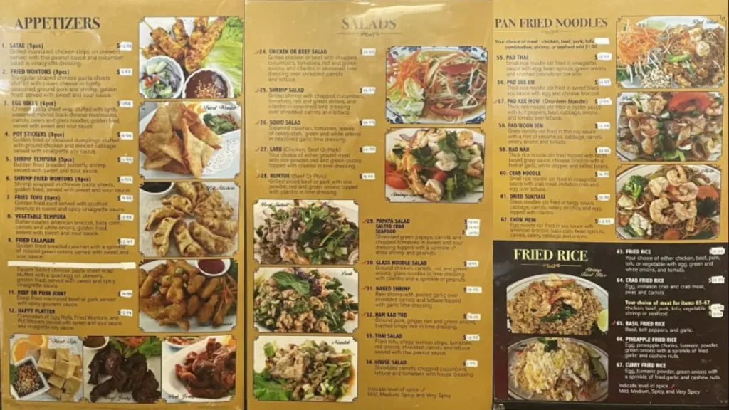 Appetizers Happy Thai Food Menu 