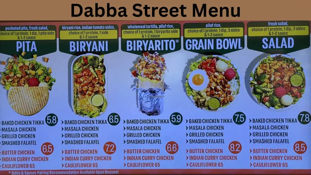 Vegetarian Meals Dabba Street Menu