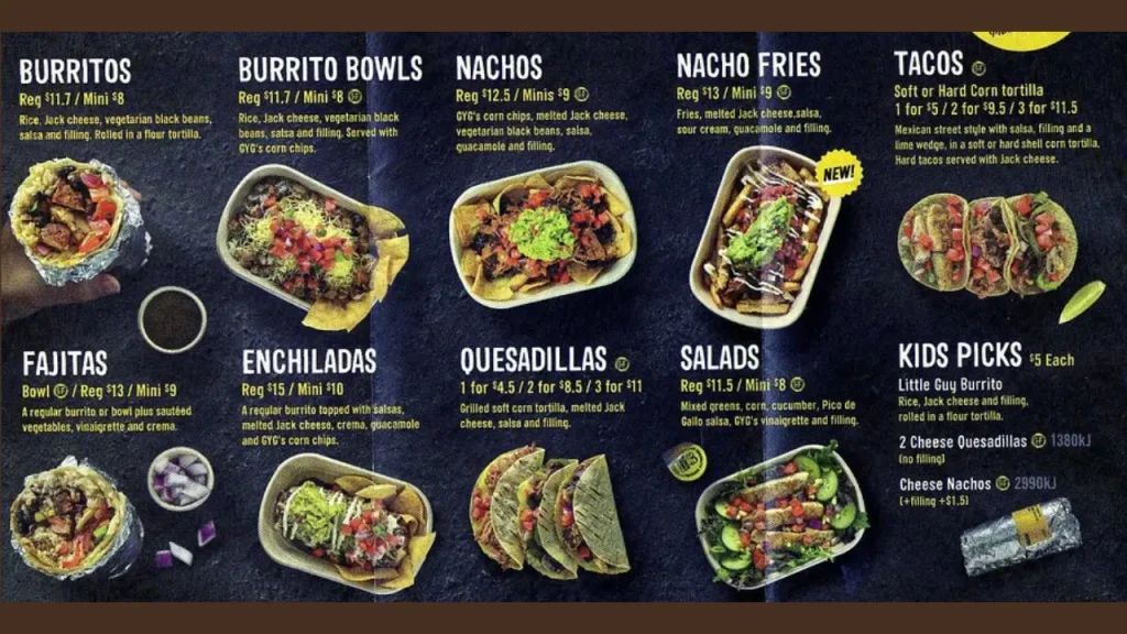 Burrito Bowls GYG Menu