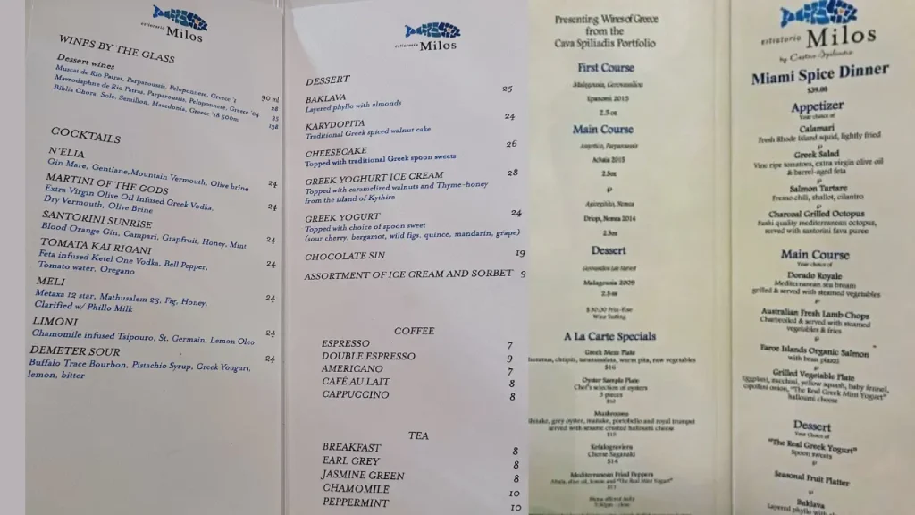 Desserts Estiatorio Milos Menu