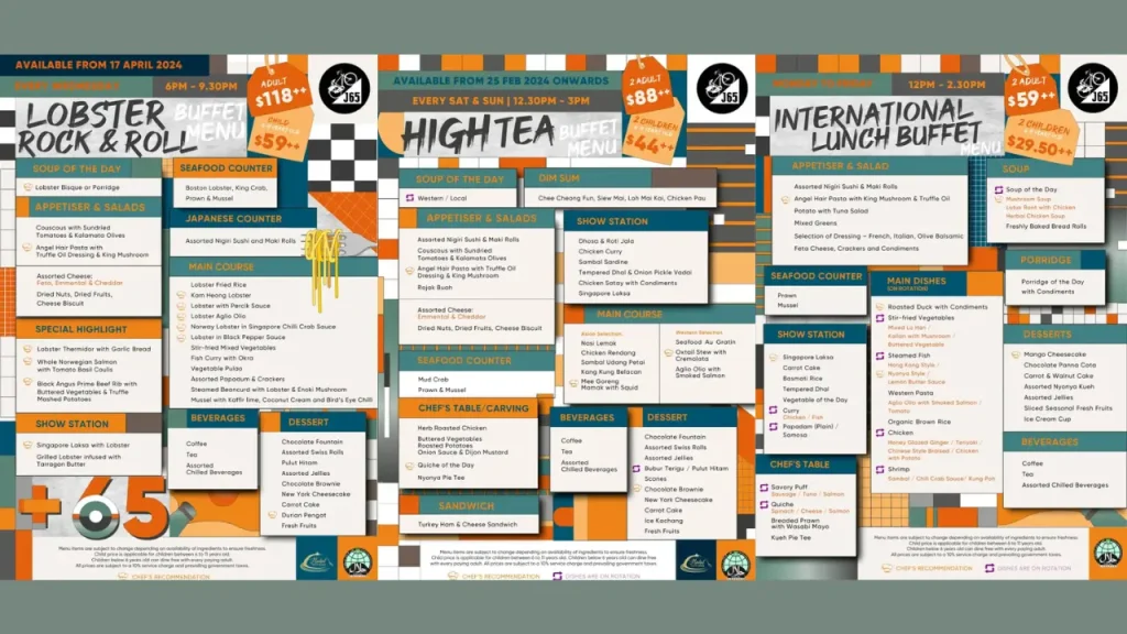 Lunch Buffet Selection J65 Menu